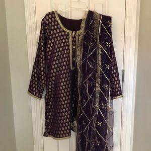 Purple and Gold Shalwar kameez